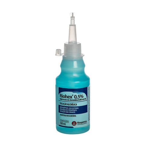 Imagem ilustrativa do produto Riohex 0,5% Alcoólico 100ml com 30 Azul Twist Off - RIOQUÍMICA – Rioquimica