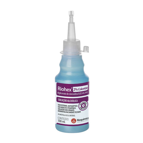 Imagem ilustrativa do produto Riohex 2% Alcoólico 100ml com 30 Azul Twist Off - RIOQUÍMICA – Rioquimica