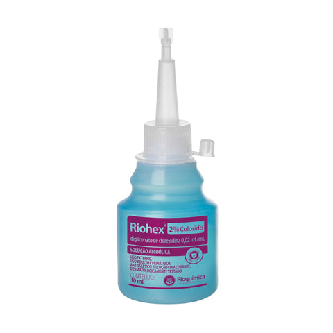 Imagem ilustrativa do produto Riohex 2% Alcoólico 30ml com 30 Azul Twist Off - RIOQUÍMICA – Rioquimica