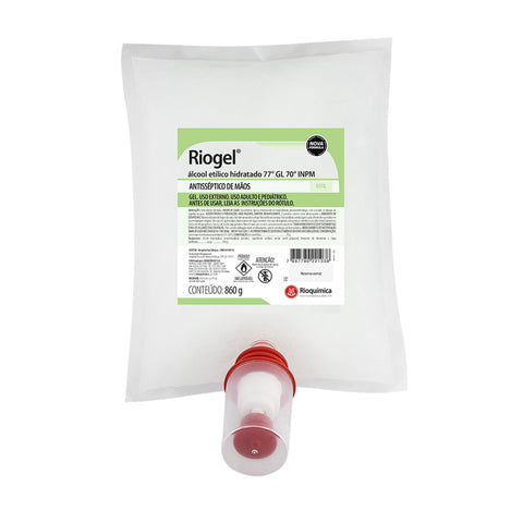 Imagem ilustrativa do produto Álcool 70% Gel 1000ml/860gr com 6 Refil Riogel - RIOQUÍMICA – Rioquimica
