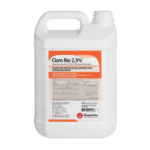 Imagem ilustrativa do produto Cloro-Rio 2,5% com 05lt Hipoclorito - RIOQUÍMICA – Rioquimica