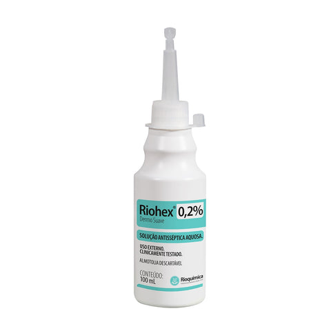 Imagem ilustrativa do produto Riohex 0,2% Dermo Suave 100ml com 30 Twist Off - RIOQUÍMICA – Rioquimica