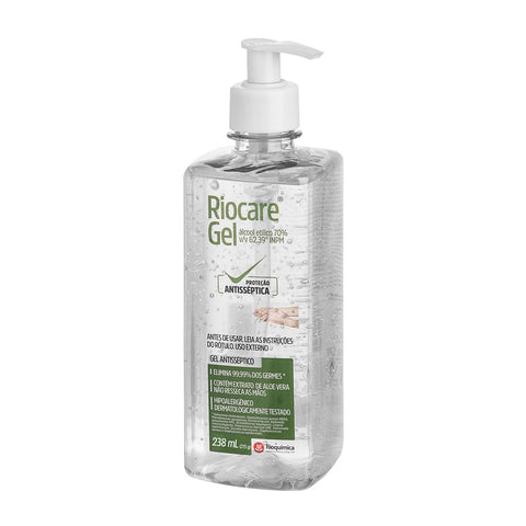 Imagem ilustrativa do produto Álcool 70% Gel 238ml/215gr Pump Riocare - RIOQUÍMICA – Rioquimica